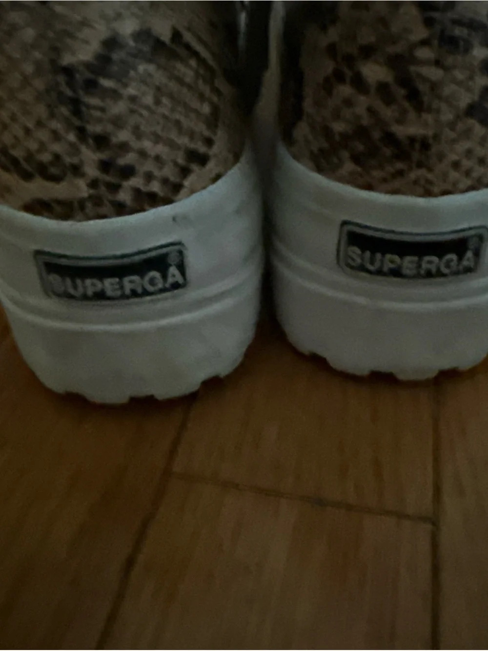 Superga Kids Snake-Print High-Top Sneakers in Tan and White